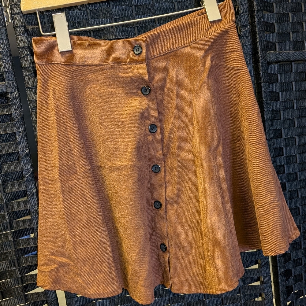 SHEIN Rust Button-Front Skater Skirt